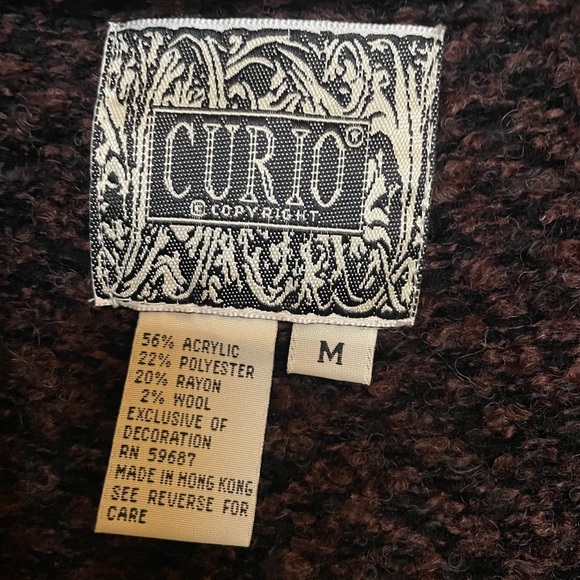 CURIO size medium brown and black sweater cardigan - Picture 2 of 7